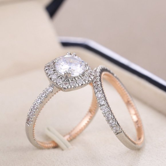 Round Zircon Macro Pave Beautiful Classic Wedding Ring for Women, PD468 - Picture 6 of 7